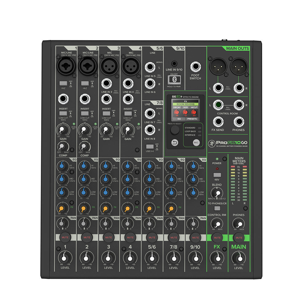 Mackie ProFX10 GO Battery-Powered 10-Channel Mixer with USB